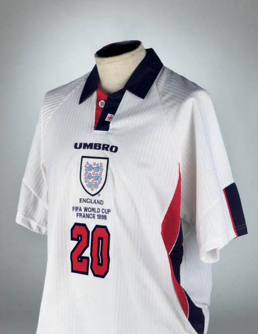England 1998 WORLD CUP FINALS Camicia CON COLLETTO DA UOMO MANICA CORTA 